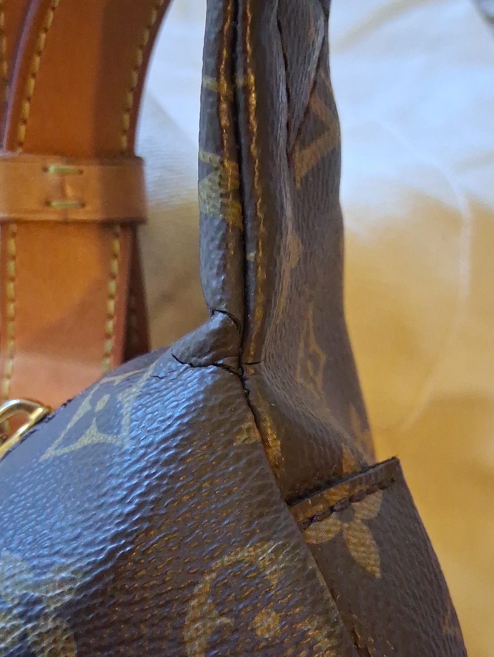 Authentic Louis Vuitton Brown Monogram Crossbody Sling Bum Bag with Tan Strap - Picture 17 of 17